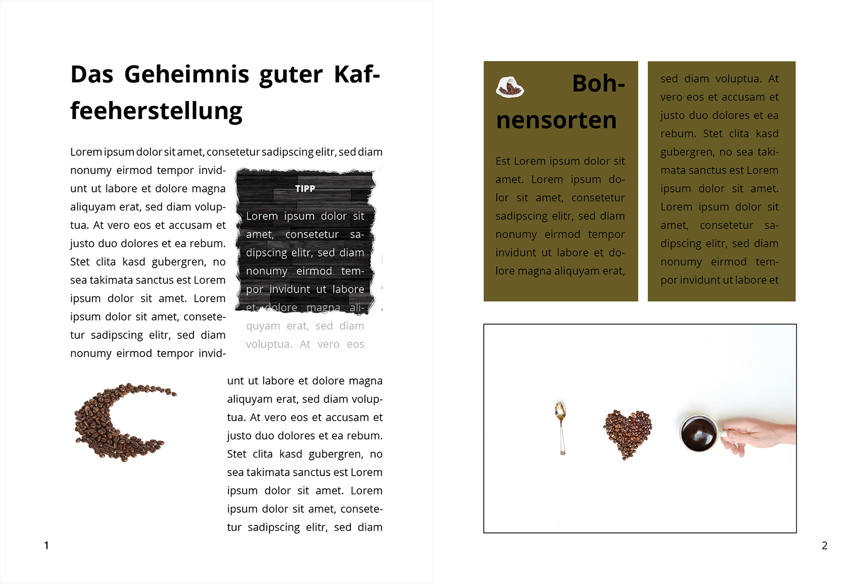Eine Buchdoppelseite mit vergrößerter Schrift