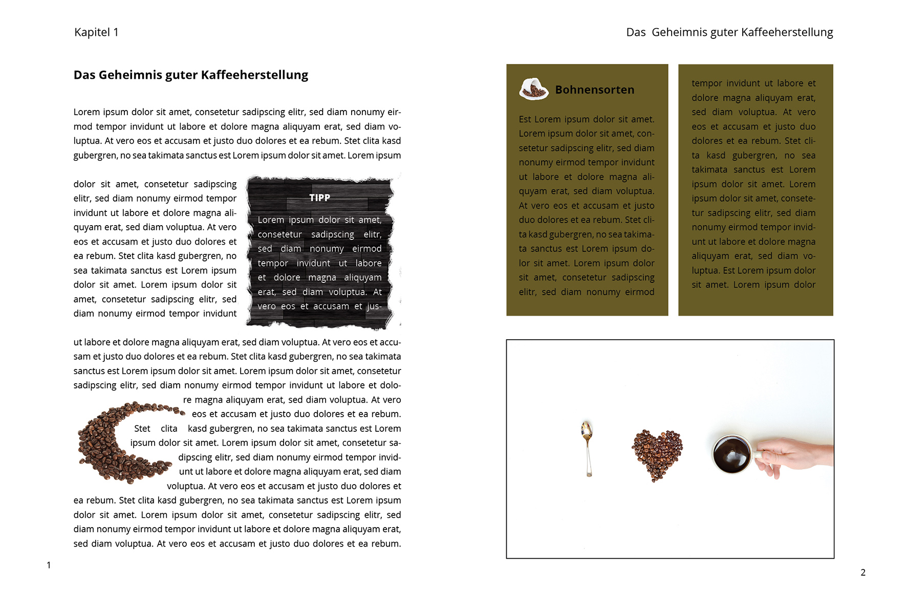 Eine Doppelseite eines Printbuchs