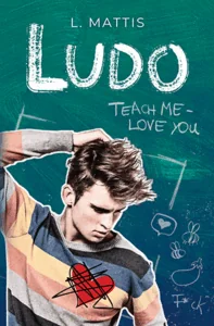 Cover "Ludo" mit einem jungen Mann, der die Hand an den Hinterkopf hält vor blauem Hintergrund