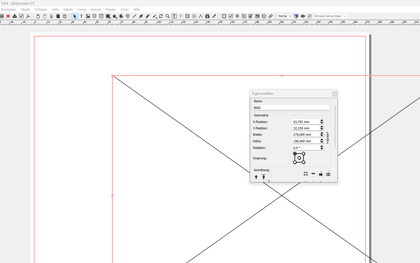 Bildrahmen einfügen in Scribus Funktion Bildrahmen einfügen in Scribus